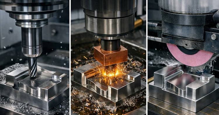 Обробка загартованих деталей прес‑форм: hard milling vs EDM vs шліфування — як вибрати технологію без сколів і «уводу» геометрії